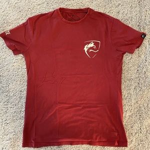Alphalete maroon and white performance t-shirt